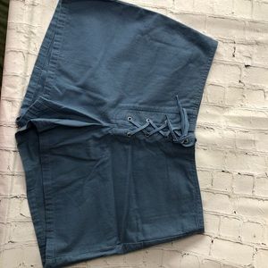 Copper key slate blue lace up cotton shorts size 7